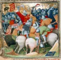 Битва при Креси 26 августа 1346. Миниатюра из Больших французских хроник. Ок. 1415