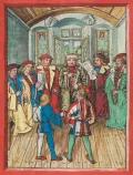 Мирные переговоры между Швейцарской конфедерацией и Швабским союзом в Базеле. 1499. Миниатюра из Люцернской хроники Дибольда Шиллинга Младшего. 1513