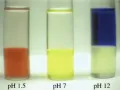 Раствор тимолового синего при различных значениях водородного показателя (pH)