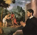 Джованни Баттиста Морони. Крещение Христа с донатором. Начало 1550-х. 