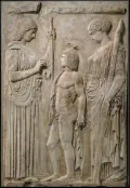 Деметра, Триптолем и Персефона. Римская копия (ок. 27 до н. э. – 14 н. э.) с греческого оригинала 5 в. до н. э. 