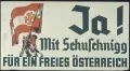 «Да! С Шушнигом за свободную Австрию!». Плакат, призывающий австрийцев голосовать против аншлюса. Март 1938