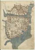 Карта Константинополя. Миниатюра из рукописи Кристофоро Буондельмонти «Книга островов в архипелаге» («Liber insularum Archipelagi»). 1422 (издание 1465–1475)
