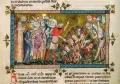 Сожжение иудеев во время эпидемии чумы. Миниатюра из Хроники Жиля Ле Мюизи. 1352–1360