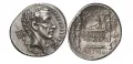 Монета с изображением подготовки обряда лектистерния, серебро. Рим. 51 до н. э. 