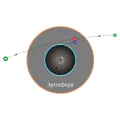 Схема механизма извлечения энергии из вращающейся чёрной дыры, предложенного Роджером Пенроузом