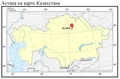 Астана на карте Казахстана